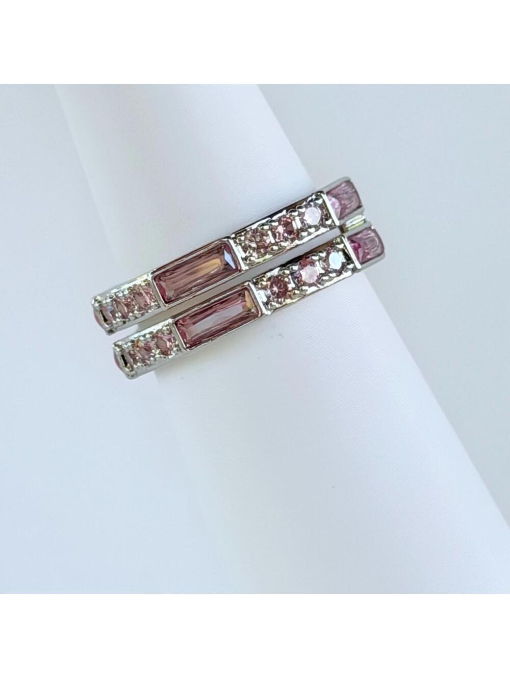 Bomb Party Ring Sz 8 "Bittersweet Escape" LC Pink Corundum on Rhodium RG35410